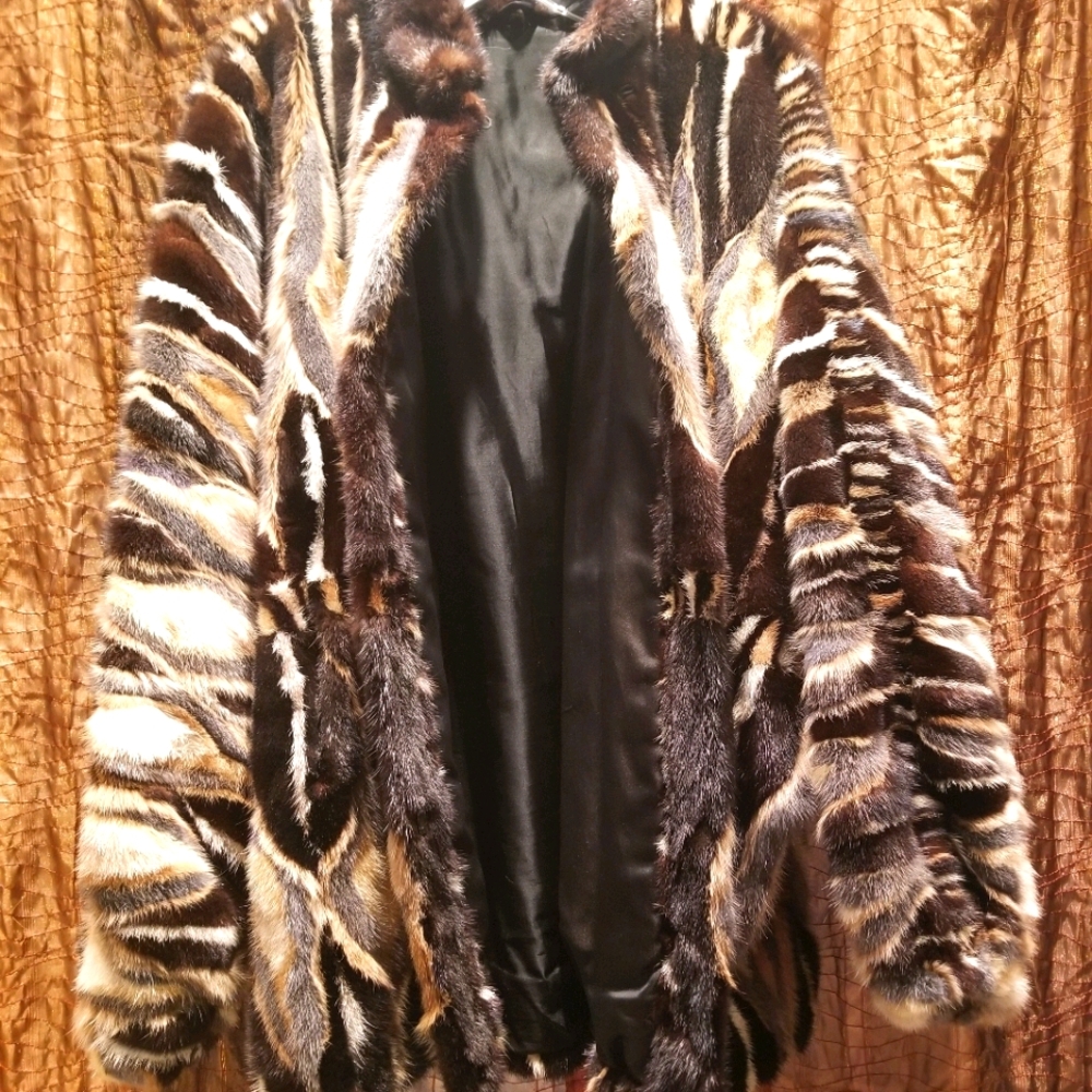 Multicolor Real Mink Fur Jacket